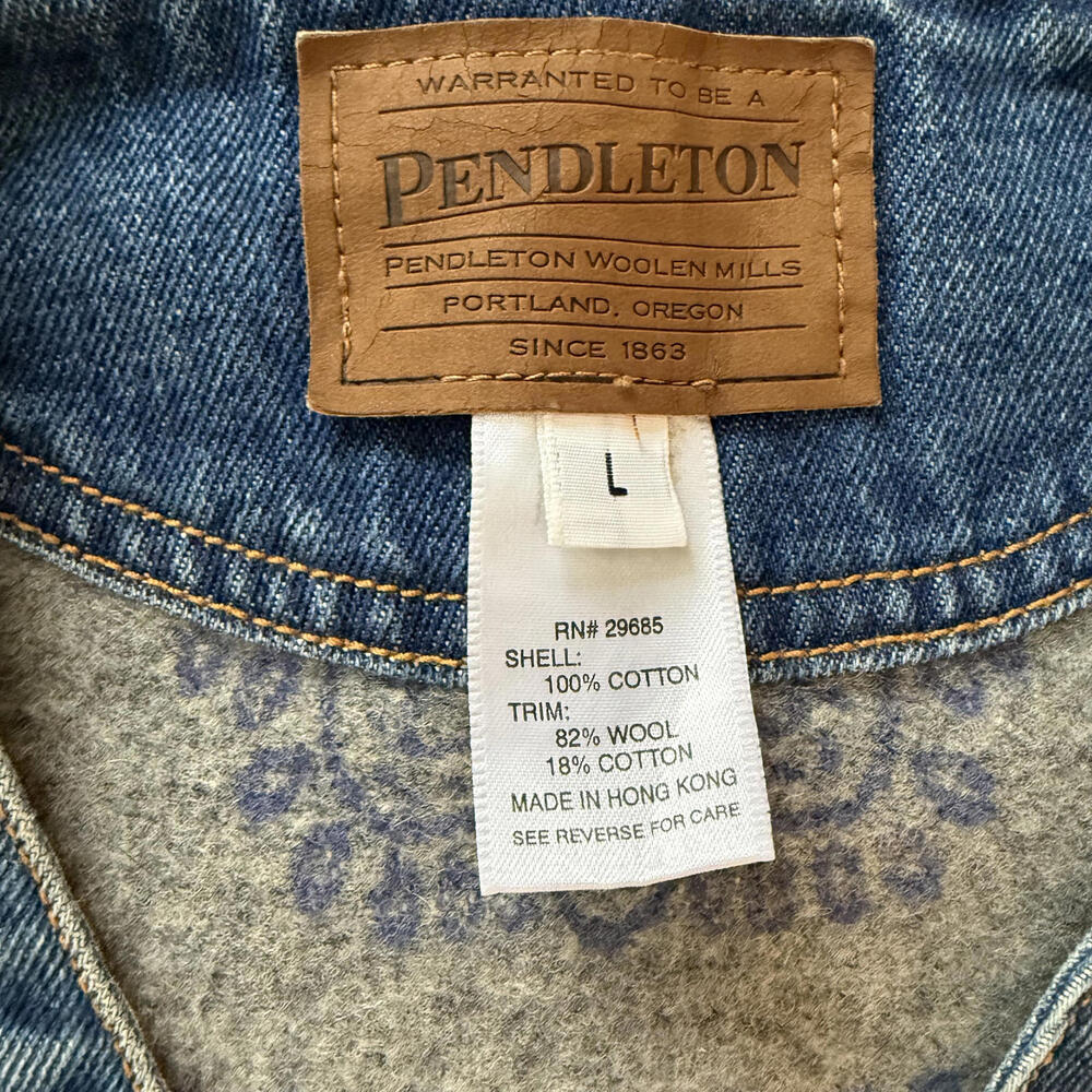 PENDLETON Boho Wool Back Denim Vest Wms SZ Large Western Quiet Luxury Vintage - Picture 3 of 7